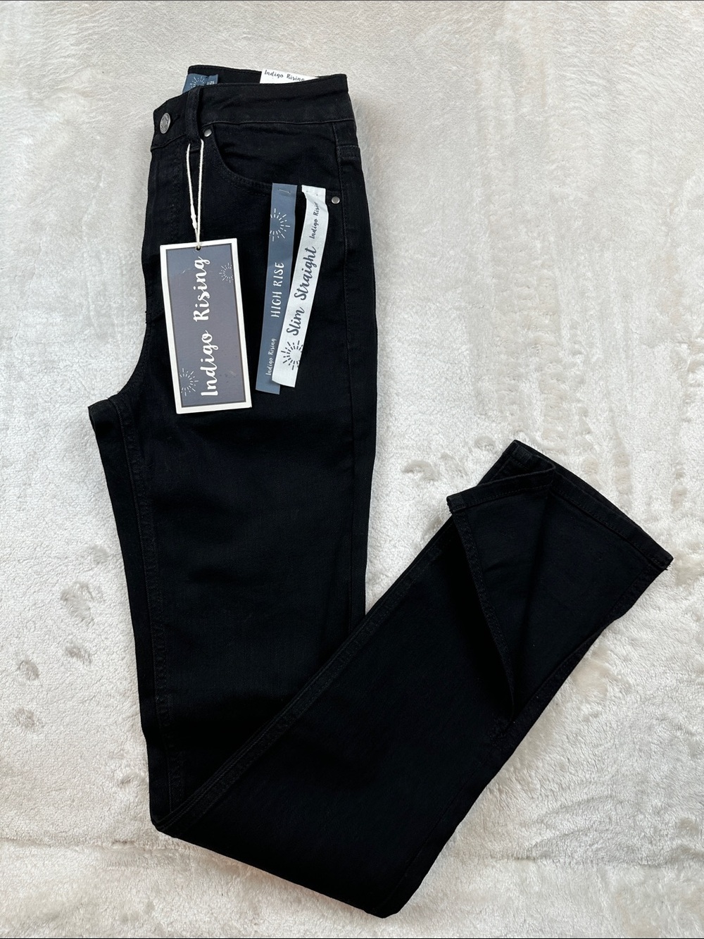 Indigo Rising Size 1/25 Women Black High-Rise Slim Straight | Everyday | Casual